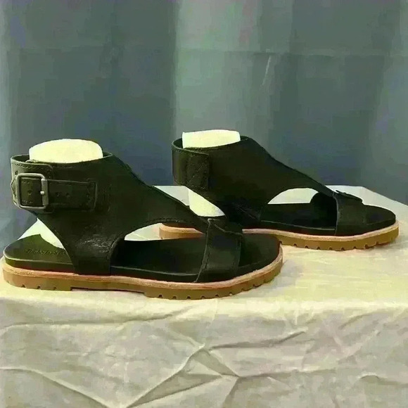 Timberland Women’s Natoma Ankle Strap Black Leather Sandals - Picture 3 of 6